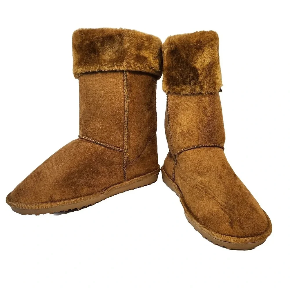 Eskis Winter Boots Womens‎ Size 8 Brown Faux Fur Lined Snow Boot Ladies Footwear